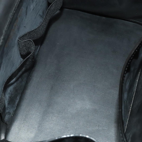 CHANEL Vanity Hand Bag Enamel 2way Black Gold CC Auth 130982