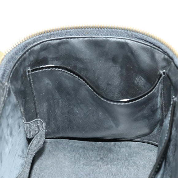 CHANEL Vanity Hand Bag Enamel 2way Black Gold CC Auth 130982