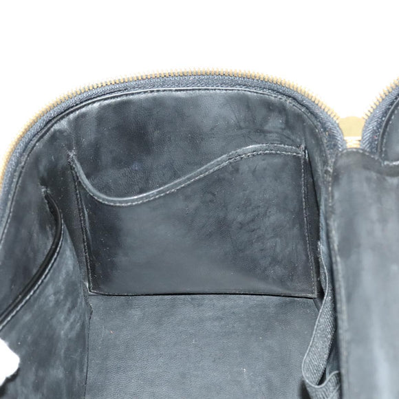 CHANEL Vanity Hand Bag Enamel 2way Black Gold CC Auth 130982