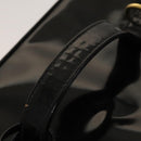 CHANEL Vanity Hand Bag Enamel 2way Black Gold CC Auth 130982-7