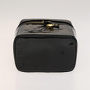 CHANEL Vanity Hand Bag Enamel 2way Black Gold CC Auth 130982-5