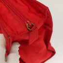 PRADA Hand Bag nylon metal Red Gold Auth 130992-14