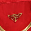 PRADA Hand Bag nylon metal Red Gold Auth 130992-15