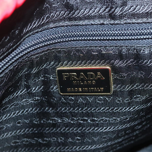 PRADA Hand Bag nylon metal Red Gold Auth 130992