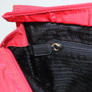 PRADA Hand Bag nylon metal Red Gold Auth 130992-20