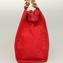 PRADA Hand Bag nylon metal Red Gold Auth 130992-4