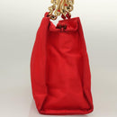 PRADA Hand Bag nylon metal Red Gold Auth 130992-5