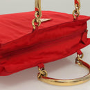 PRADA Hand Bag nylon metal Red Gold Auth 130992-6