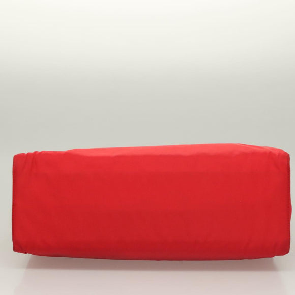 PRADA Hand Bag nylon metal Red Gold Auth 130992