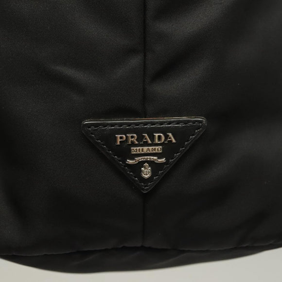 PRADA Hand Bag Nylon Black Silver Auth 130993