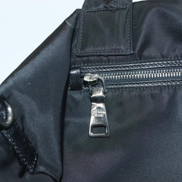 PRADA Hand Bag Nylon Black Silver Auth 130993