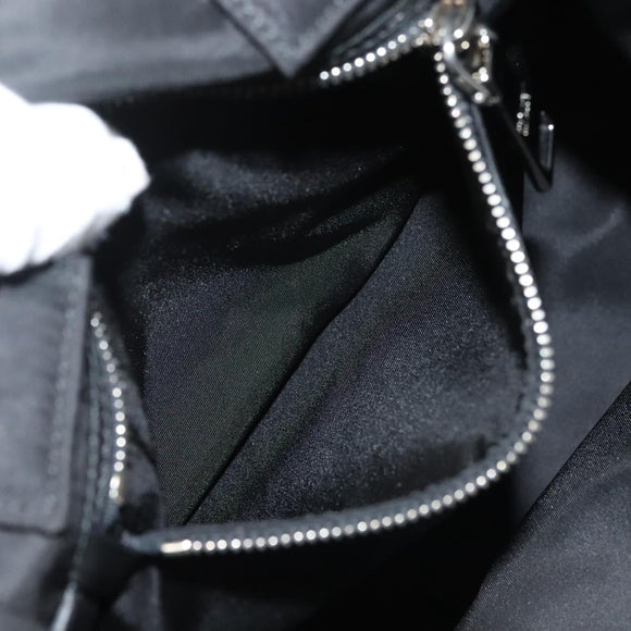 PRADA Hand Bag Nylon Black Silver Auth 130993