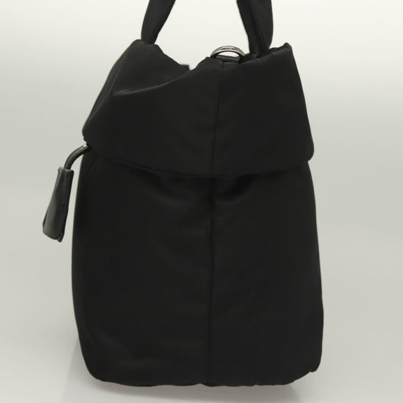 PRADA Hand Bag Nylon Black Silver Auth 130993