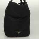 PRADA Hand Bag Nylon Black Silver Auth 130993-4
