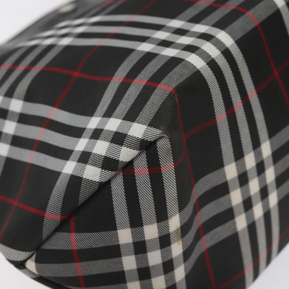 BURBERRY Nova Check Hand Bag Nylon Black Silver Auth 130995