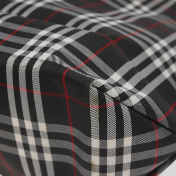 BURBERRY Nova Check Hand Bag Nylon Black Silver Auth 130995