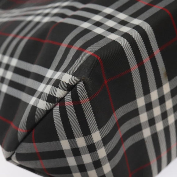 BURBERRY Nova Check Hand Bag Nylon Black Silver Auth 130995
