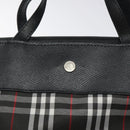 BURBERRY Nova Check Hand Bag Nylon Black Silver Auth 130995-10