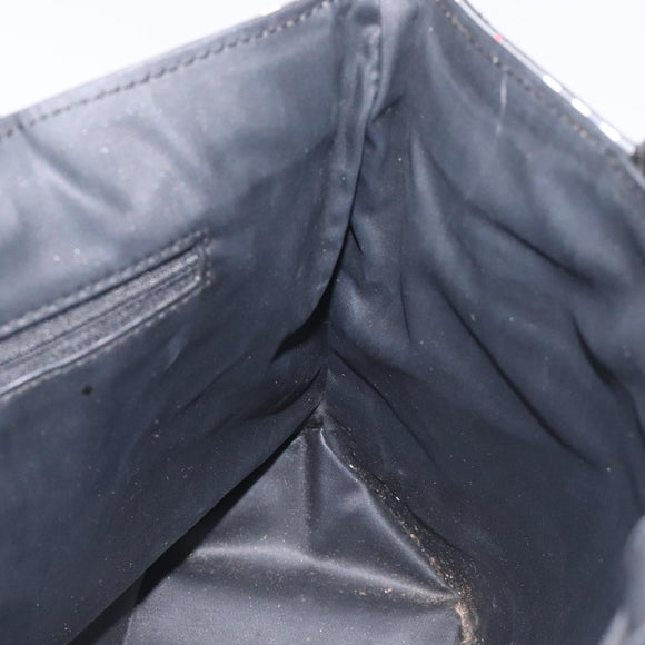 BURBERRY Nova Check Hand Bag Nylon Black Silver Auth 130995