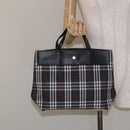 BURBERRY Nova Check Hand Bag Nylon Black Silver Auth 130995-19
