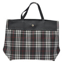 BURBERRY Nova Check Hand Bag Nylon Black Silver Auth 130995-13