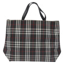 BURBERRY Nova Check Hand Bag Nylon Black Silver Auth 130995-2