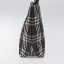 BURBERRY Nova Check Hand Bag Nylon Black Silver Auth 130995-3