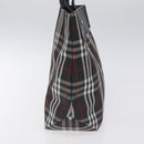 BURBERRY Nova Check Hand Bag Nylon Black Silver Auth 130995-4
