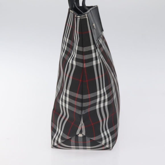 BURBERRY Nova Check Hand Bag Nylon Black Silver Auth 130995