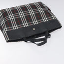 BURBERRY Nova Check Hand Bag Nylon Black Silver Auth 130995-6
