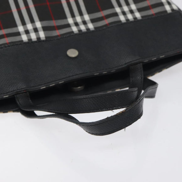 BURBERRY Nova Check Hand Bag Nylon Black Silver Auth 130995
