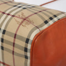 BURBERRY Nova Check Tote Bag PVC Leather Beige Orange gold Auth 130997-9