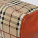 BURBERRY Nova Check Tote Bag PVC Leather Beige Orange gold Auth 130997-15