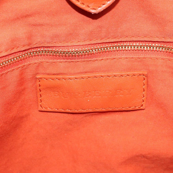 BURBERRY Nova Check Tote Bag PVC Leather Beige Orange gold Auth 130997