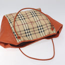 BURBERRY Nova Check Tote Bag PVC Leather Beige Orange gold Auth 130997-6