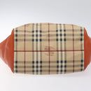 BURBERRY Nova Check Tote Bag PVC Leather Beige Orange gold Auth 130997-5