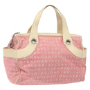 BVLGARI Logo Mania Tote Bag Canvas Pink Silver Auth 131000-1