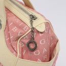 BVLGARI Logo Mania Tote Bag Canvas Pink Silver Auth 131000-10