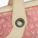 BVLGARI Logo Mania Tote Bag Canvas Pink Silver Auth 131000-17