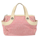 BVLGARI Logo Mania Tote Bag Canvas Pink Silver Auth 131000-13