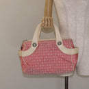 BVLGARI Logo Mania Tote Bag Canvas Pink Silver Auth 131000-22