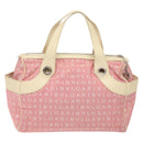 BVLGARI Logo Mania Tote Bag Canvas Pink Silver Auth 131000-2