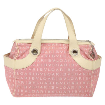 BVLGARI Logo Mania Tote Bag Canvas Pink Silver Auth 131000 - 0