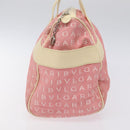 BVLGARI Logo Mania Tote Bag Canvas Pink Silver Auth 131000-4
