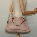 Chloe Paraty Hand Bag Leather 2way Beige Gold Auth 131001-23