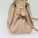 Chloe Paraty Hand Bag Leather 2way Beige Gold Auth 131001-3