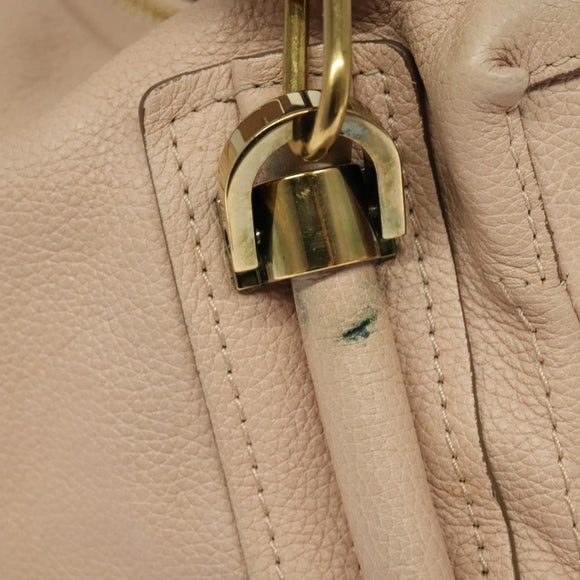Chloe Paraty Hand Bag Leather 2way Beige Gold Auth 131001