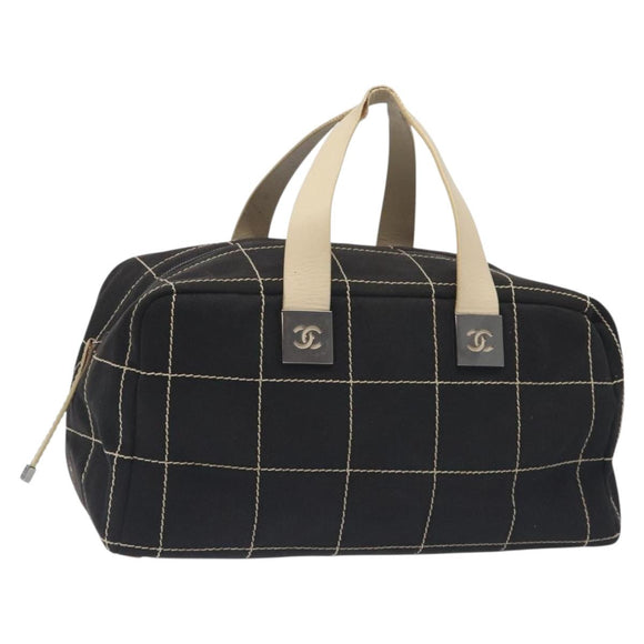 CHANEL Hand Bag Canvas Black CC Auth 131003