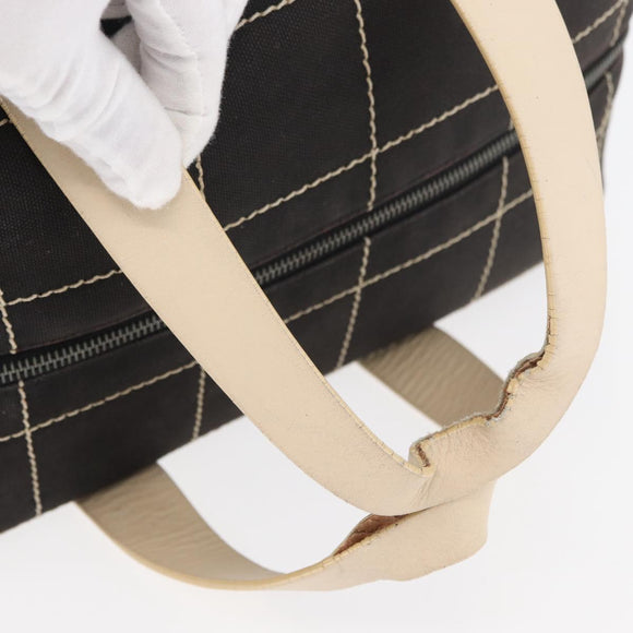 CHANEL Hand Bag Canvas Black CC Auth 131003