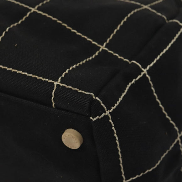 CHANEL Hand Bag Canvas Black CC Auth 131003